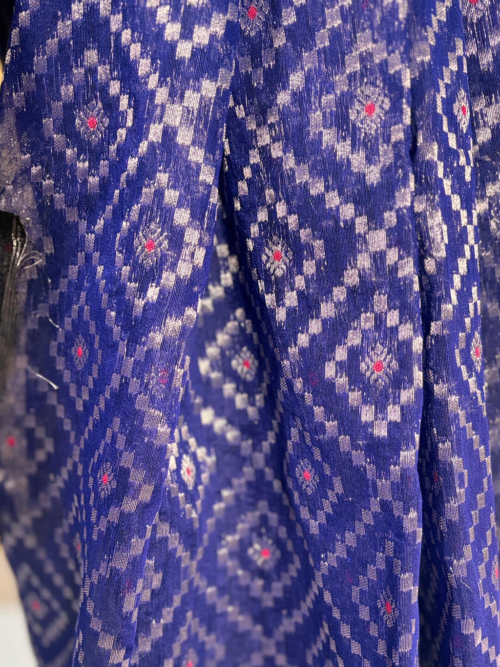 RUPSHRI  BLUE COTTON JAMDANI SAREE