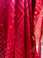 RUPSHRI DARK PINK BLUE COTTON JAMDANI SAREE