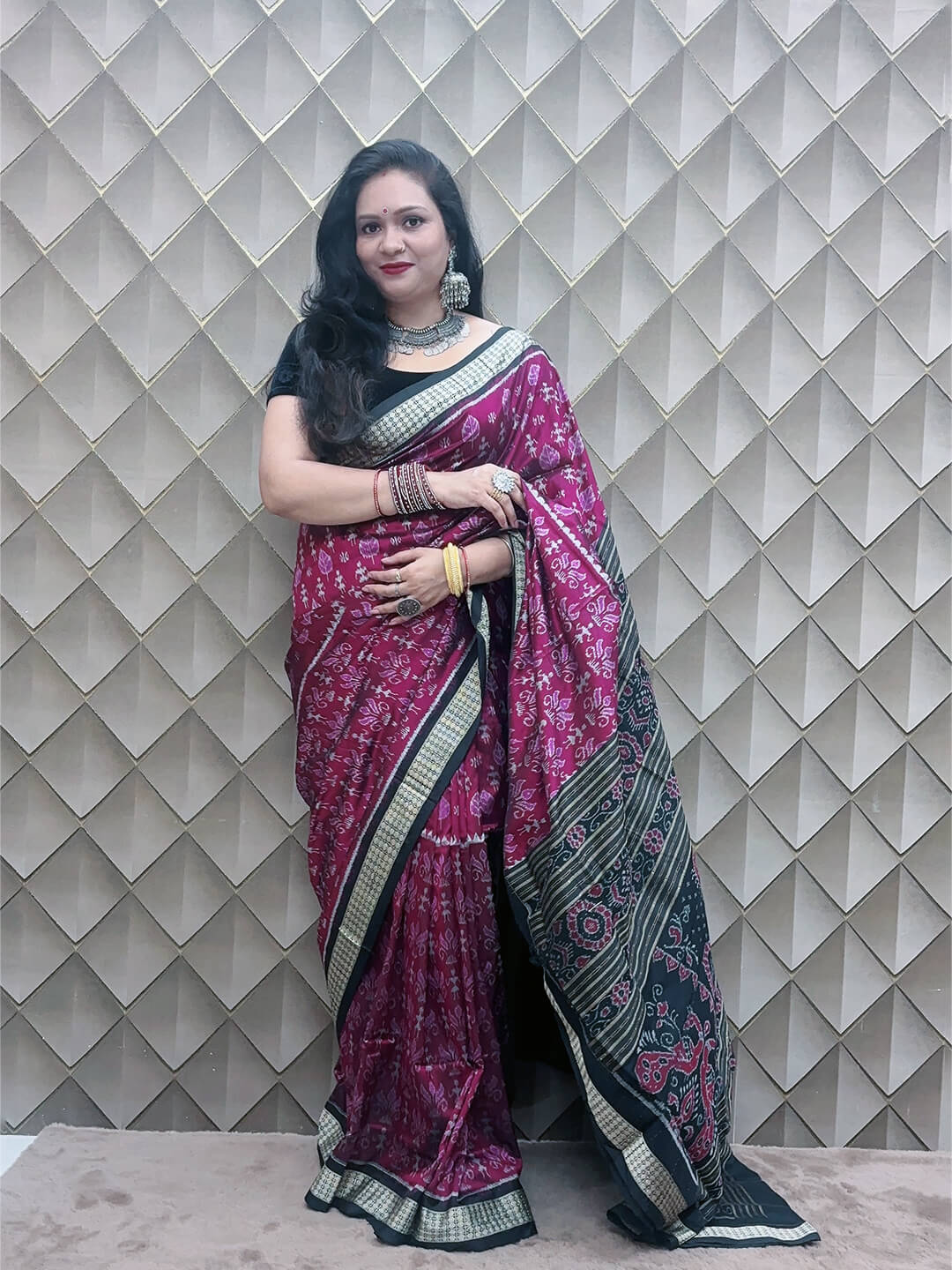 RUBY RED SAMBALPURI SILK SAREE