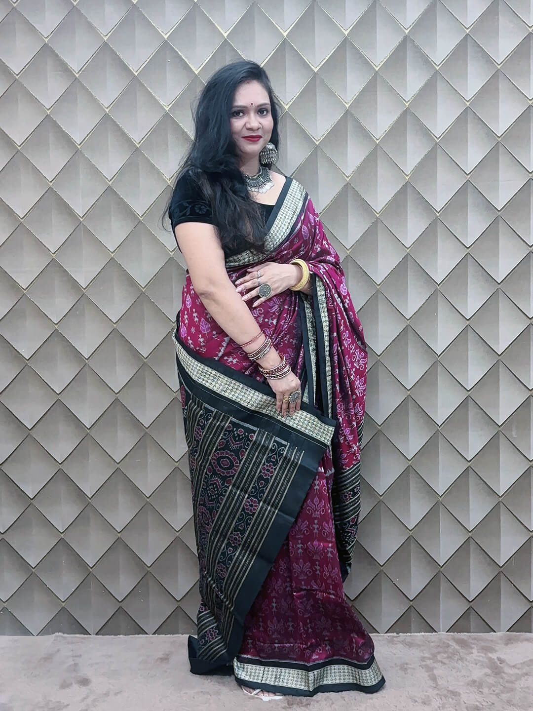 RUBY RED SAMBALPURI SILK SAREE
