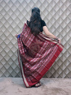 BLUE AND RED SAMBALPURI SILK SAREE