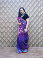 ROYAL PURPLE AND SILVER LINEN SAREE