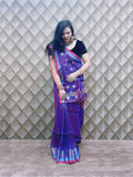 ROYAL PURPLE AND SILVER LINEN SAREE