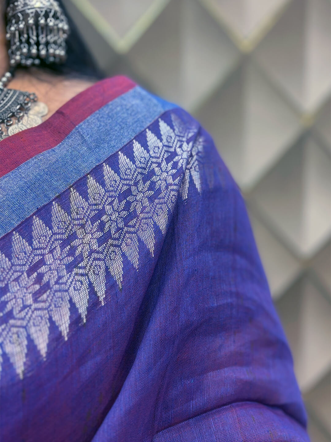 ROYAL PURPLE AND SILVER LINEN SAREE