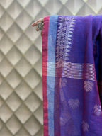 ROYAL PURPLE AND SILVER LINEN SAREE