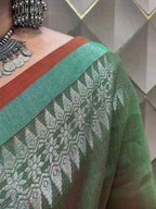 OLIVE GREEN AND SILVER LENIN SAREE