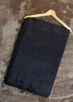 DARK BLUE AND GOLD STRIKE COTTON SAREE
