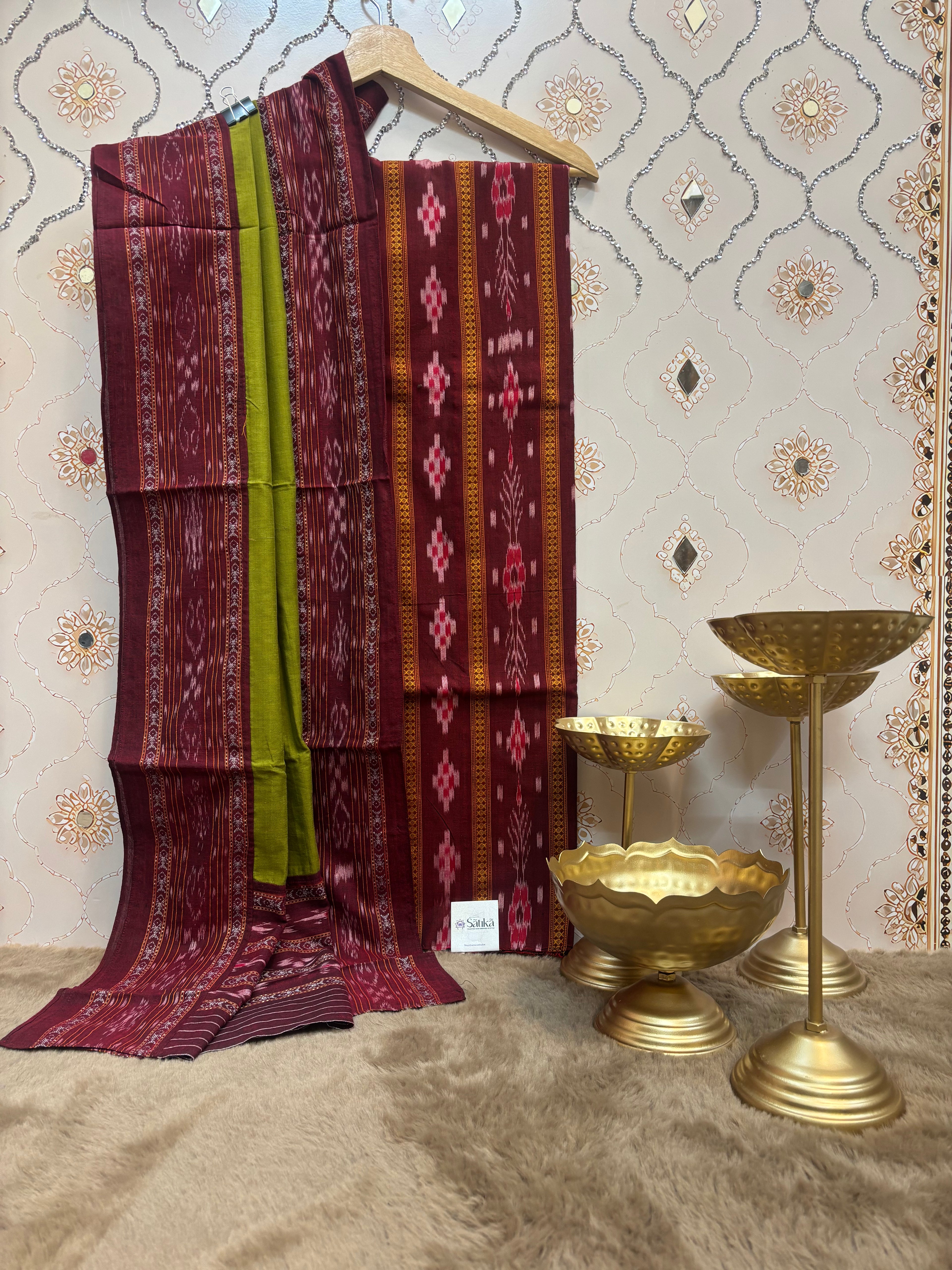 Mrittika Harit- Brown And Green Handwoven Suit Set
