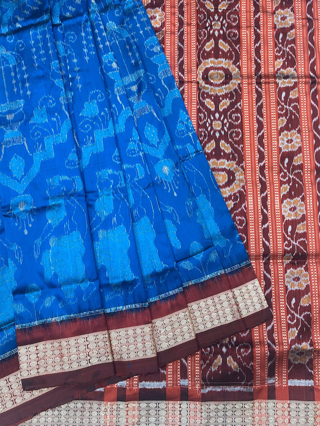 ELECTRIC BLUE PATTA SILK SAREE