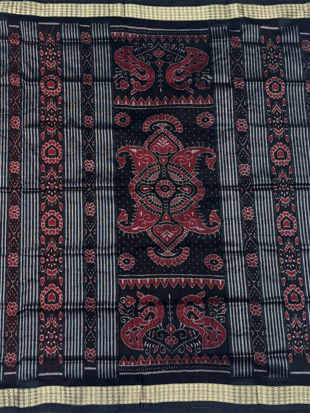 CORAL RED SAMBALPURI SILK SAREE