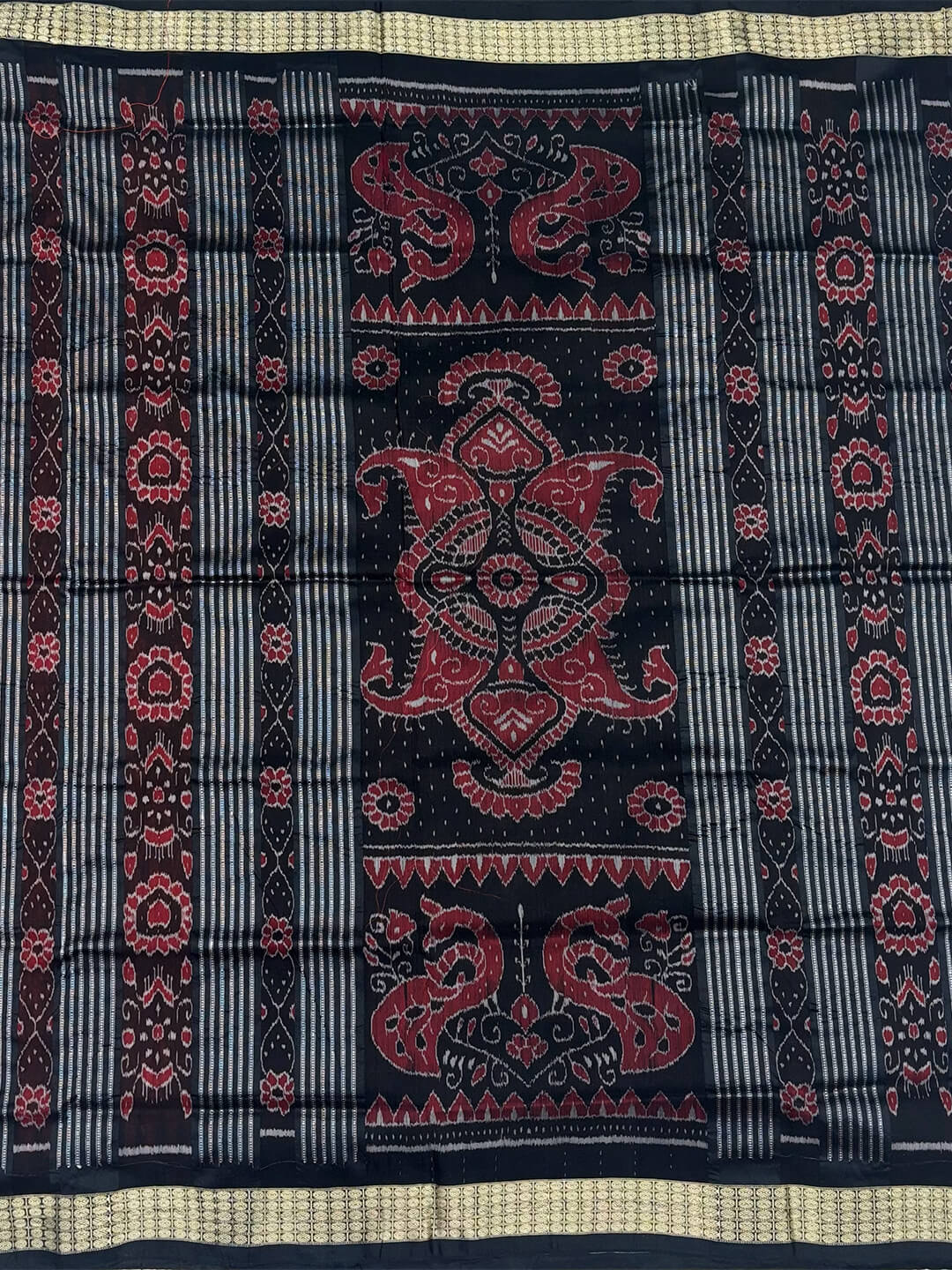 CORAL RED SAMBALPURI SILK SAREE