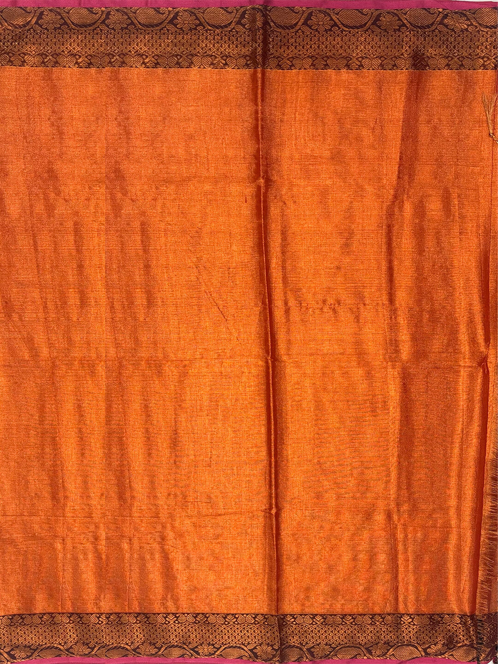 METALLIC BRICK RED WITH GOLDEN BORDER TISSUE SAREE