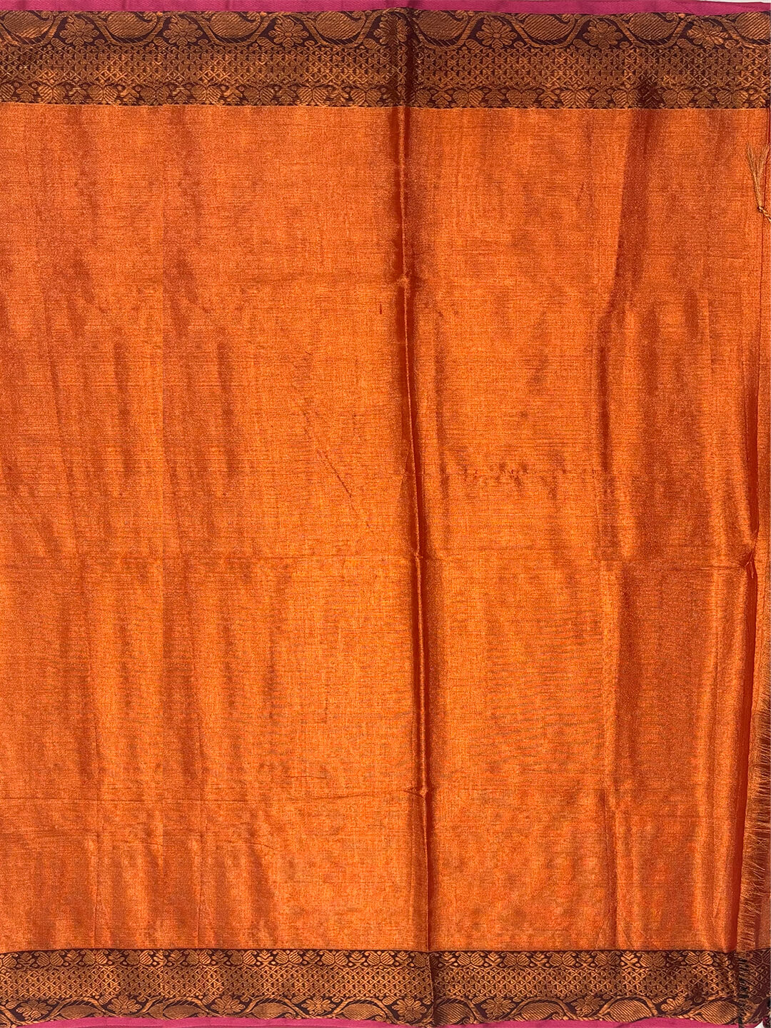 METALLIC BRICK RED WITH GOLDEN BORDER TISSUE SAREE