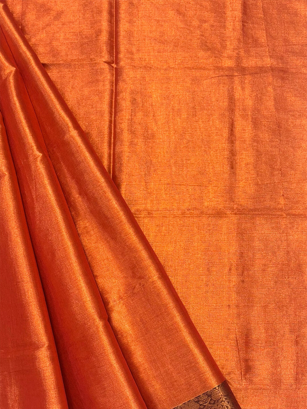 METALLIC BRICK RED WITH GOLDEN BORDER TISSUE SAREE