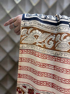 LEHERIKA CREAME BAGRU PRINTED CREPE SILK SAREE