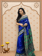 Lead Blue & Green Passapalli Silk Patta Saree