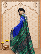Lead Blue & Green Passapalli Silk Patta Saree