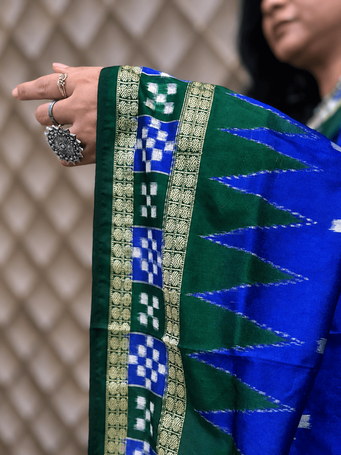 Lead Blue & Green Passapalli Silk Patta Saree