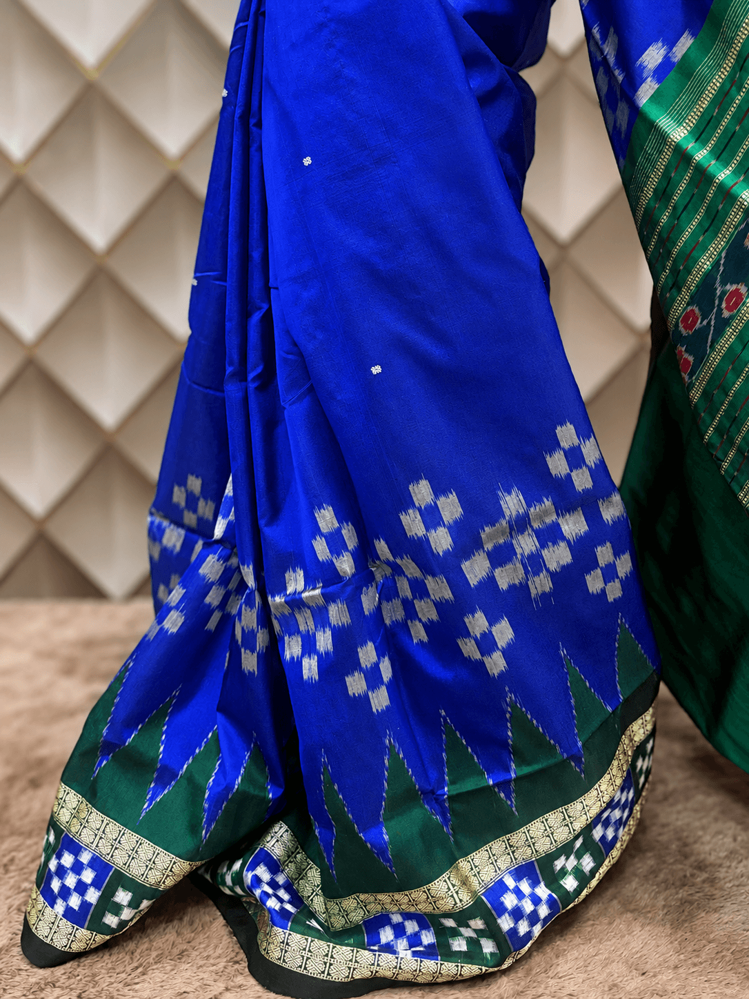 Lead Blue & Green Passapalli Silk Patta Saree