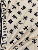 Cream bagru printed crepe saree
