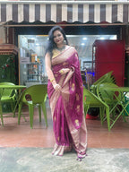 Mulberry Dola silk saree with zaree deatailing