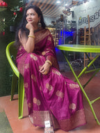 Mulberry Dola silk saree with zaree deatailing