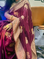 Mulberry Dola silk saree with zaree deatailing