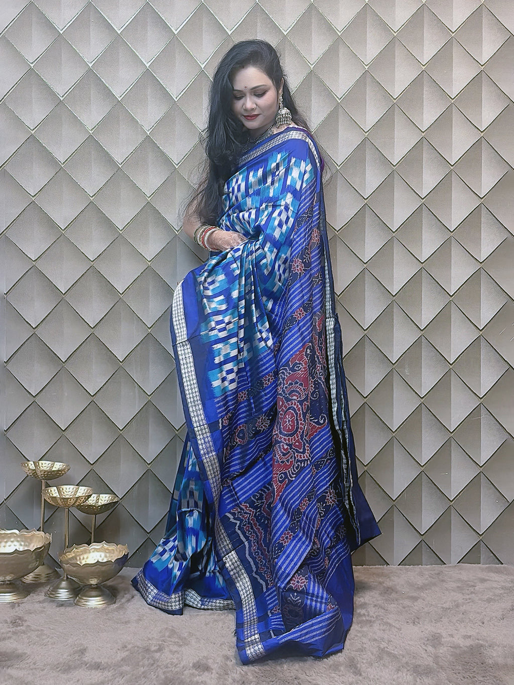 Neelrekha —Blue Sambalpuri Silk Saree