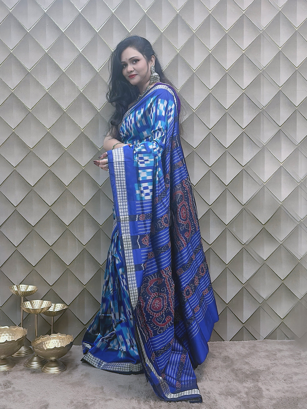 Neelrekha —Blue Sambalpuri Silk Saree