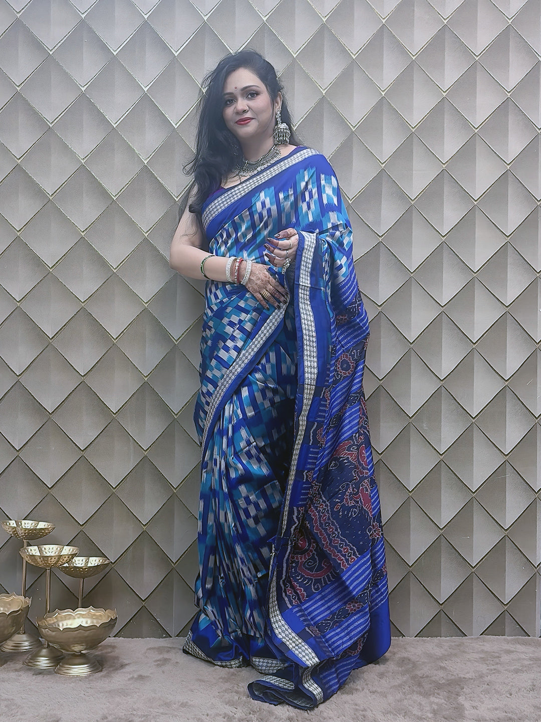 Neelrekha —Blue Sambalpuri Silk Saree