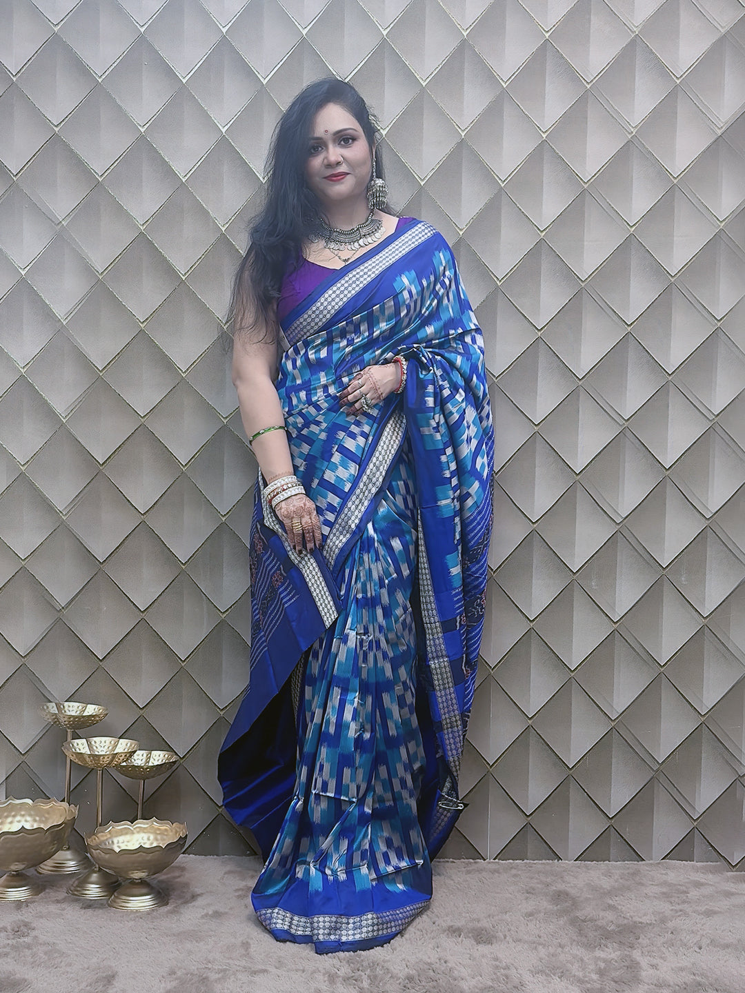 Neelrekha —Blue Sambalpuri Silk Saree