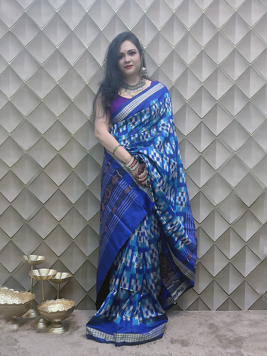 Neelrekha —Blue Sambalpuri Silk Saree