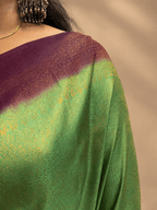 Olive Green and deep purple malavari silk saree