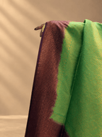 Olive Green and deep purple malavari silk saree