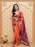 Orange maroon sambalpuri silk