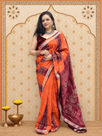 Orange maroon sambalpuri silk