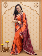 Orange maroon sambalpuri silk