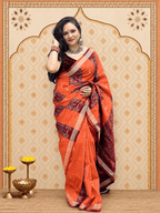 Orange maroon sambalpuri silk