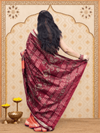 Orange maroon sambalpuri silk