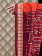Orange maroon sambalpuri silk