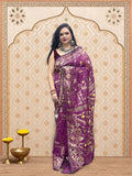Rupshri Purple Cotton Jamdani Saree with Silver & Multicolour Woven Designs