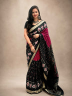 SHYAMANGI-Magenta Pink And Black Pasapali Silk Saree