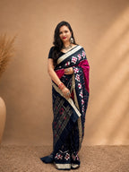 SHYAMANGI-Magenta Pink And Black Pasapali Silk Saree