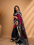 SHYAMANGI-Magenta Pink And Black Pasapali Silk Saree