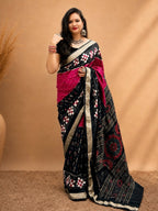 SHYAMANGI-Magenta Pink And Black Pasapali Silk Saree