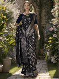 ONYX BLACK AND GOLD BANARSI SILK SAREE
