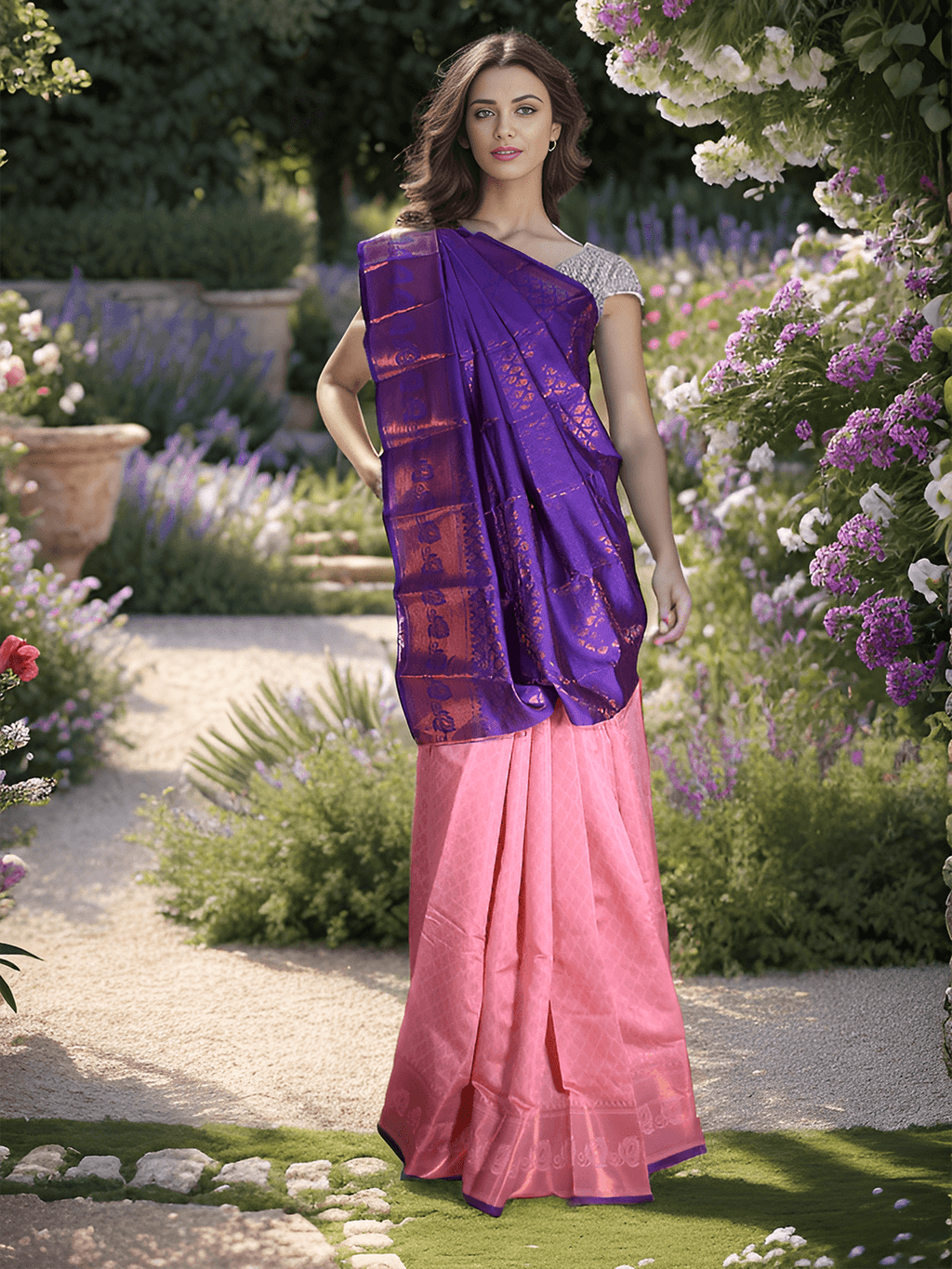 PEACH PINK MADURAI SILK COTTON SAREE