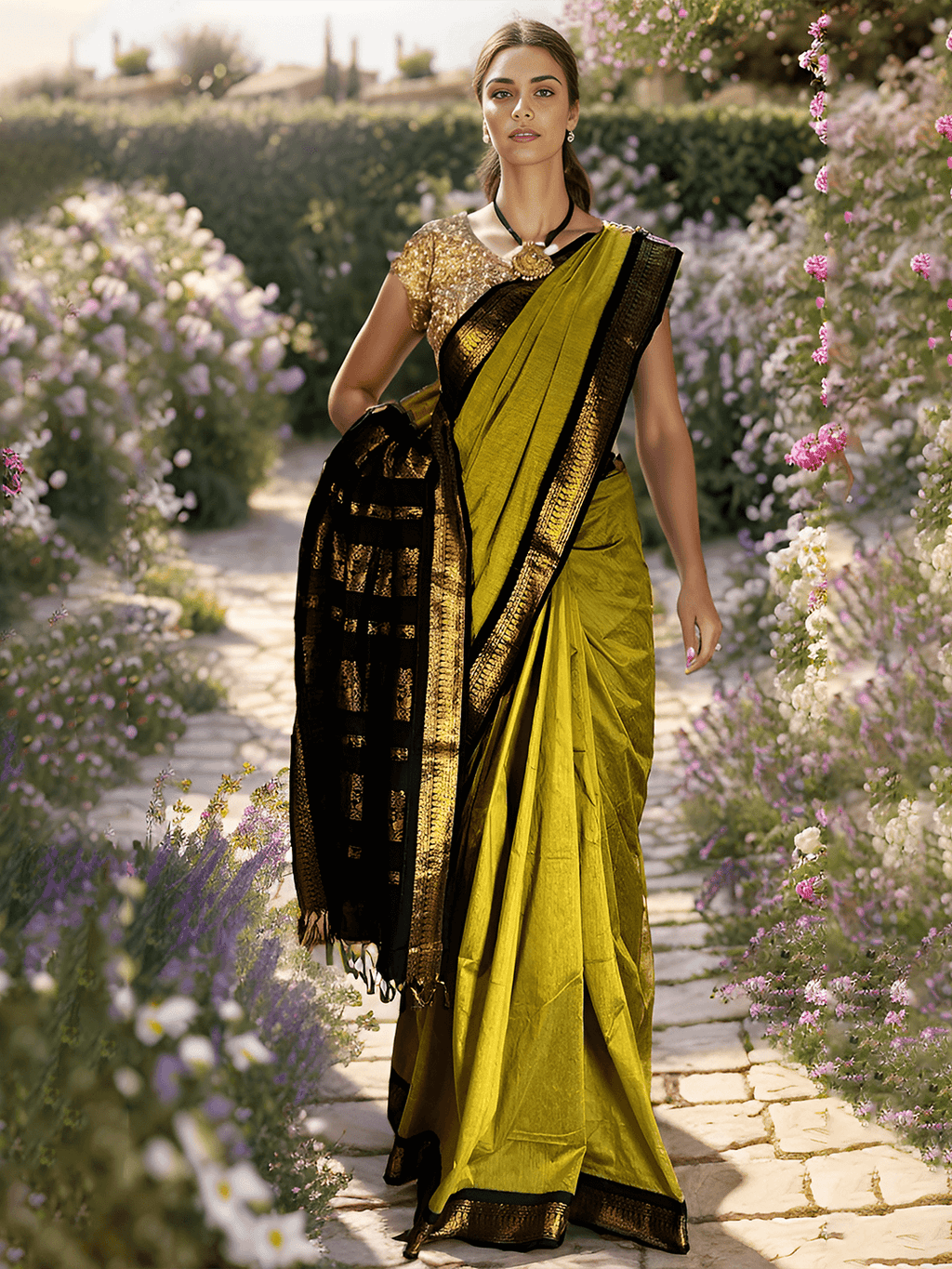 GREEN GADWAL COTTON SAREE