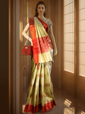 NOOR PISTA GREEN AND PINK TISSUE SAREE