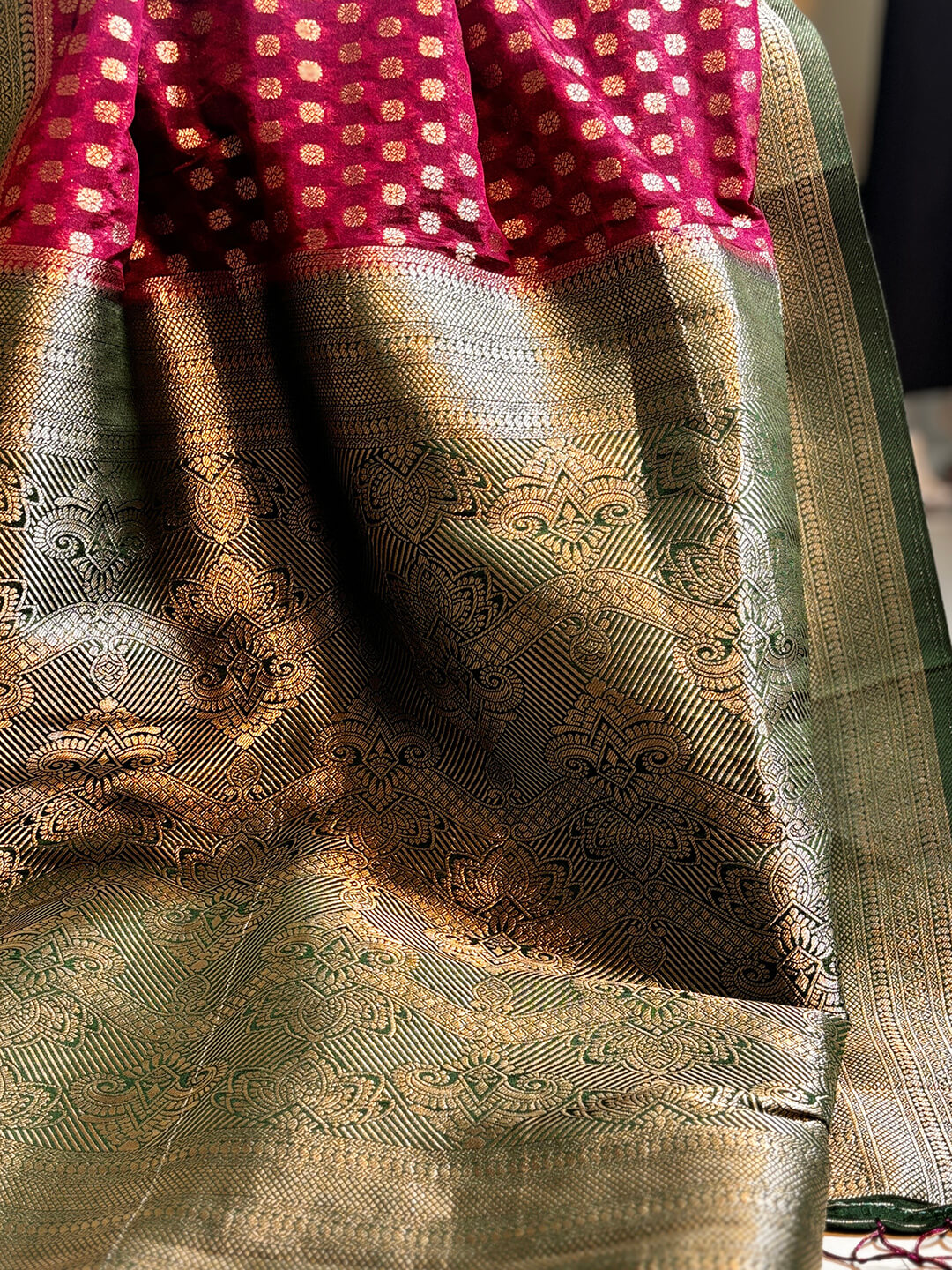 PURPLE AND GREEN BANARSI SAREE